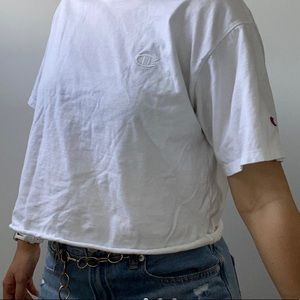 White champion cropped tshirt